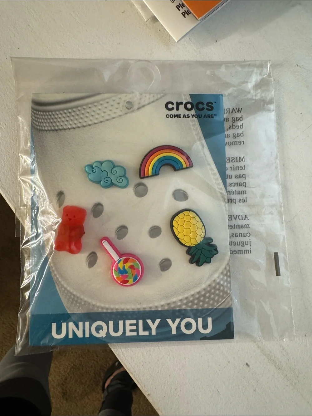 Crocs Jibbitz Charm Pack - Rainbow, Pineapple, Gummy Bear & More - White